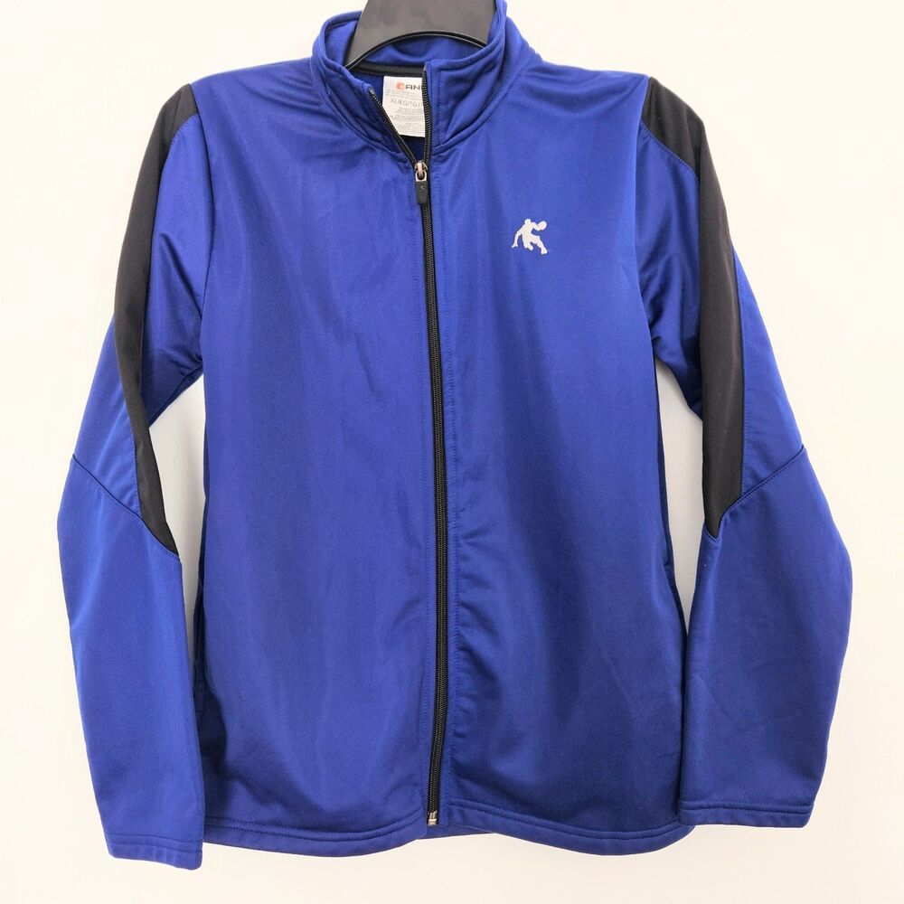 AND1  Athletic Full Zip Basketball Jacket Blue Boys XL 14/16 Black Lightweight